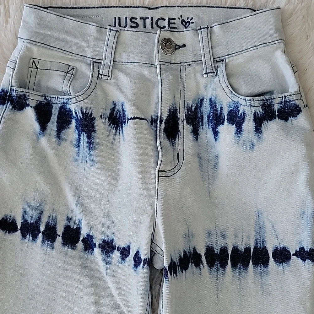 Justice Jeans Bundle 3 Pairs Girls Size 12 Slim Mini Mom Ombre Butterfly Tie Dye